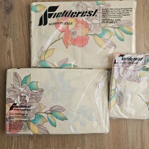 Fieldcrest New Vintage Full Size Floral No Iron Percale Sheet Set Pillow Cases